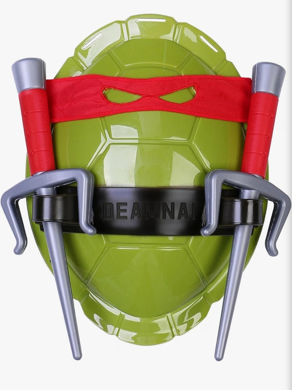Green Turtle Shell with Red Mask and Silver Swords
